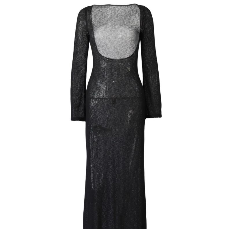 Đầm Tay Dài Cổ Tròn Xuyên Thấu Chống Nắng Màu Sắc Đơn Giản Dành Cho Nữ