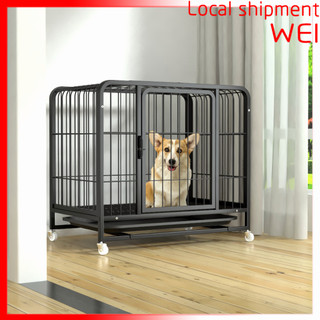 Local shipment Dogelsy Dog Cage Bold Metal 78*52*65CM with Skylight Tray 4 Wheels Pet Bank Sangkar Cat Pet Rabbit Home