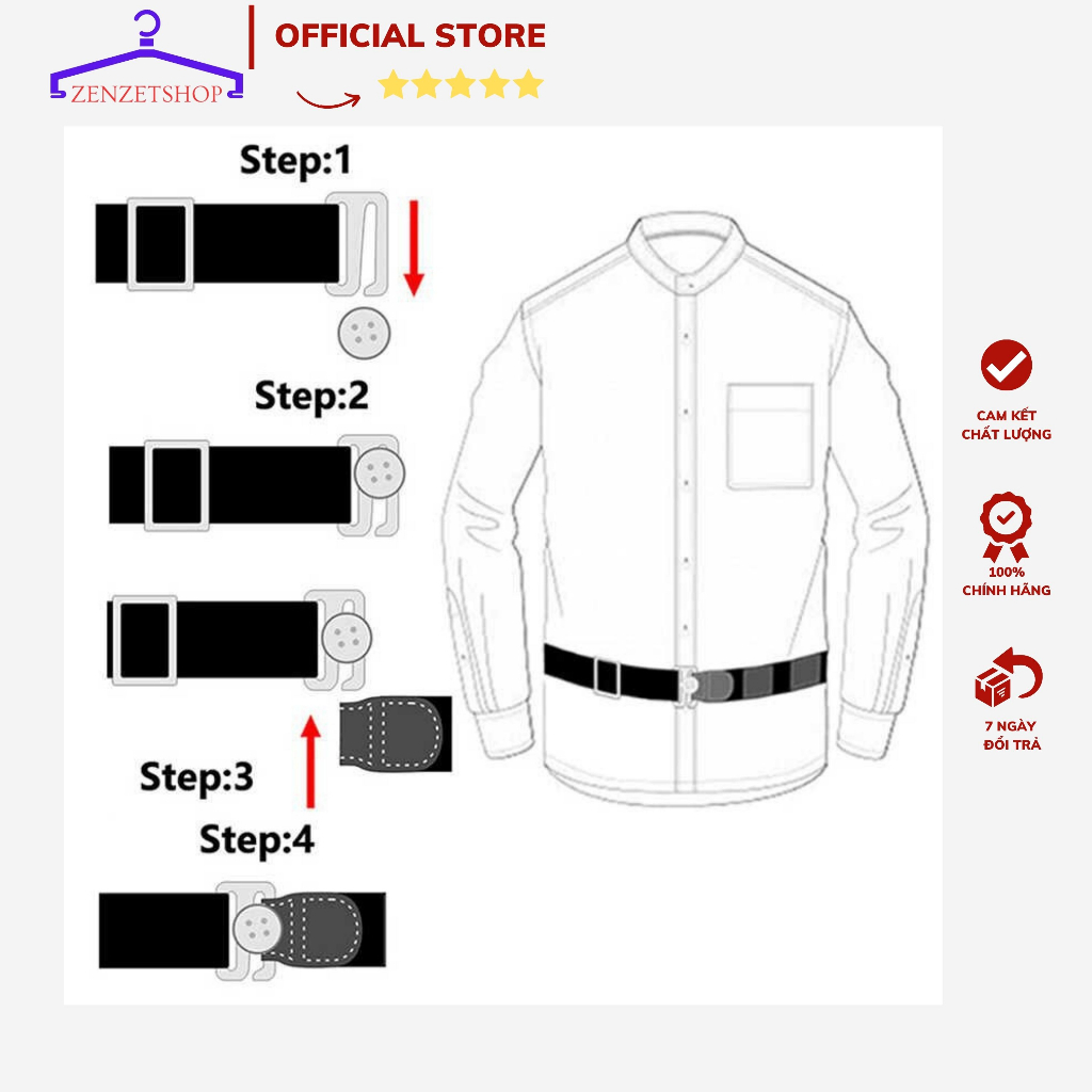 Dây Đai Nịt Giữ Áo Sơ Mi khi Sơ Vin thẳng đẹp có hộp Shirt Stay-dây nịt khít áo sơ mi co giãn cho nam nữ ZEZETSHOP PK02
