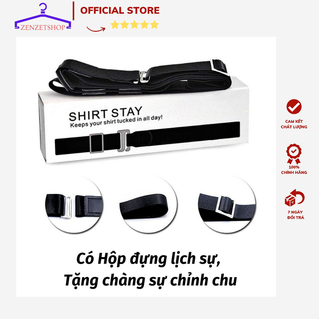 Dây Đai Nịt Giữ Áo Sơ Mi khi Sơ Vin thẳng đẹp có hộp Shirt Stay-dây nịt khít áo sơ mi co giãn cho nam nữ ZEZETSHOP PK02