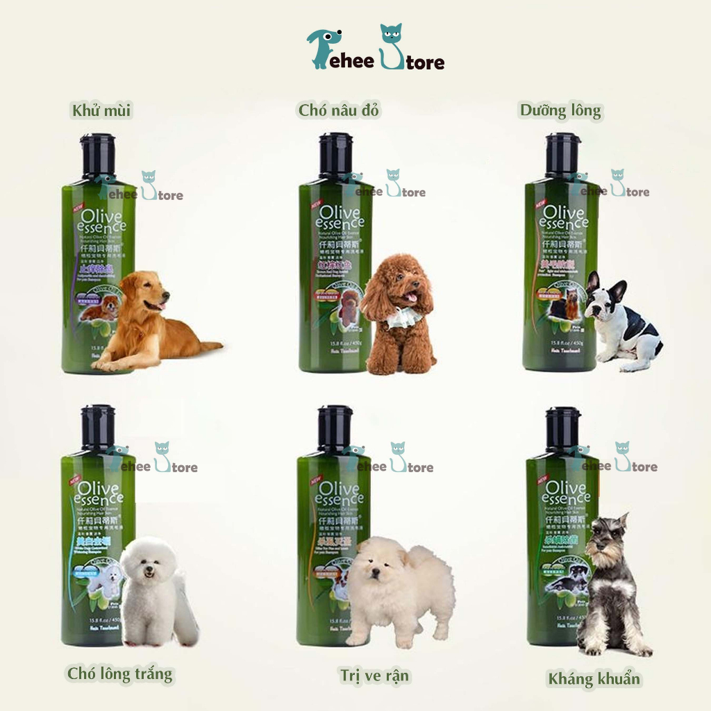 Sữa tắm Olive cho chó mèo mượt lông khử mùi 450ml