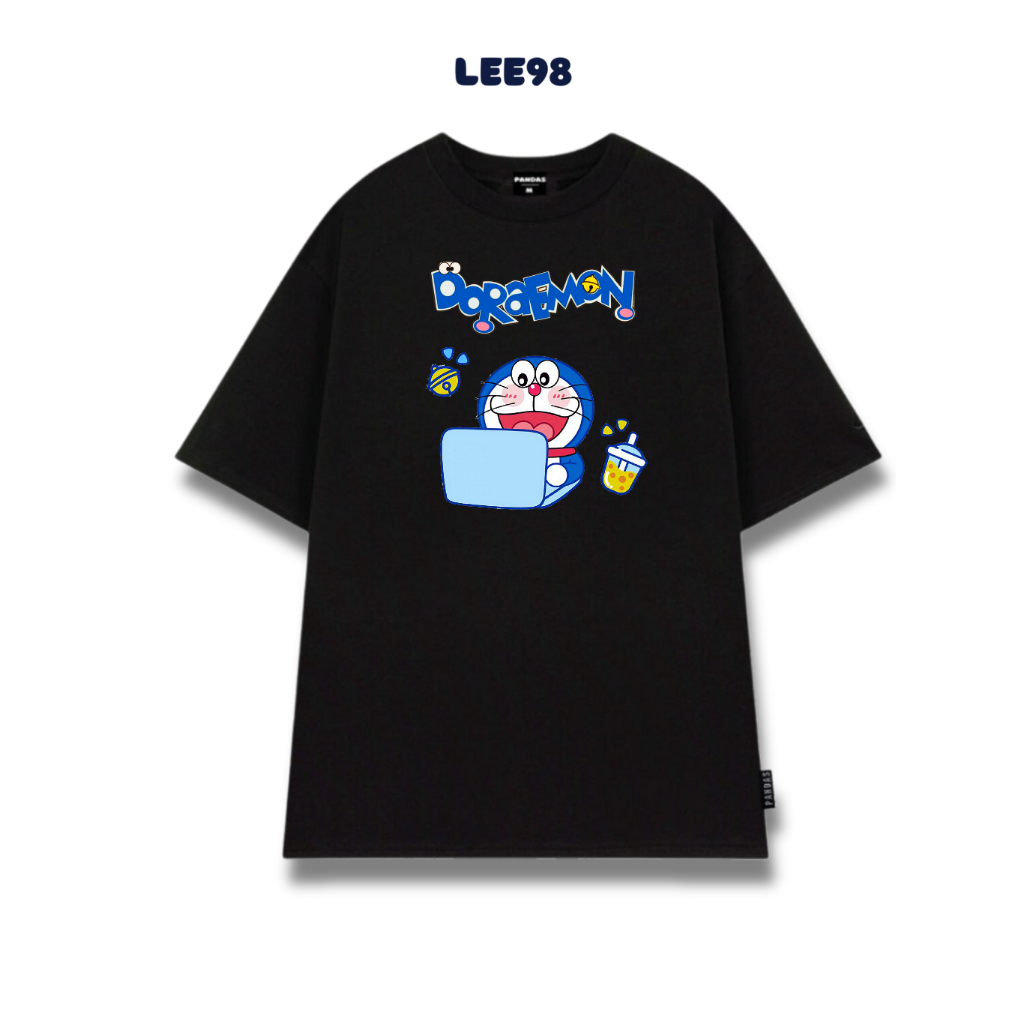 Áo thun tay lỡ form rộng unisex , áo phông cotton co giãn 4 chiều hình DORAEMON Lee98