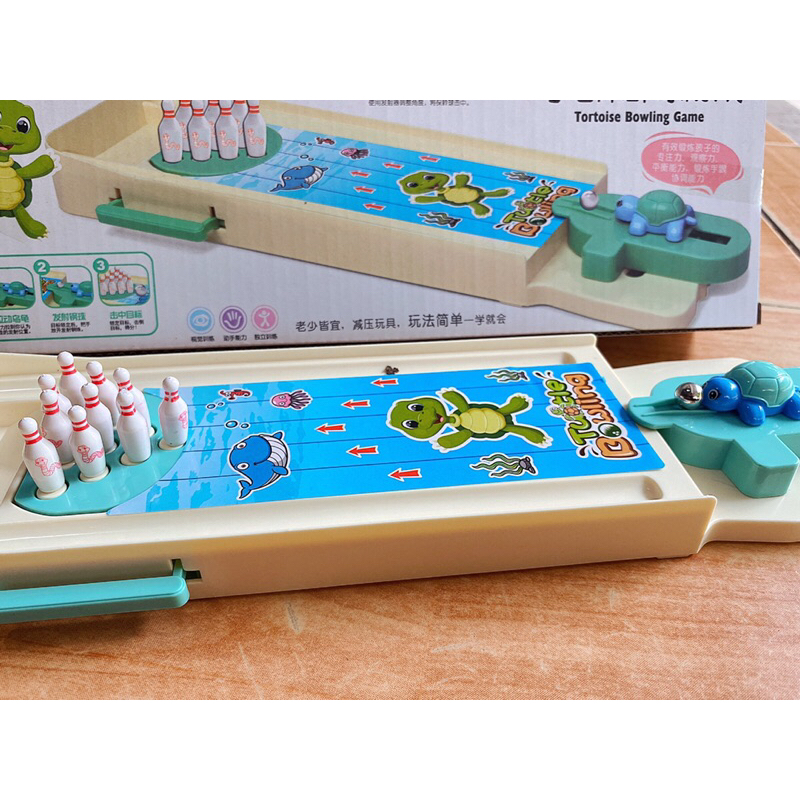 Bộ đồ chơi trẻ em MiNi Bowling rùa bao gồm 1 bàn 10 pin và 2 bóng