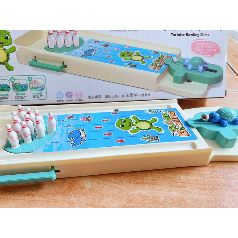 Bộ đồ chơi trẻ em MiNi Bowling rùa bao gồm 1 bàn 10 pin và 2 bóng