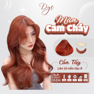 Thuốc nhuộm tóc, thuốc nhuộm tóc CAM CHÁY, DYE.HAIR, tặng kèm oxy trợ dưỡng và bao tay