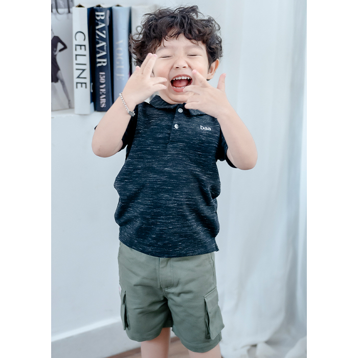 Áo polo bé trai, áo thun polo bé trai từ 2 tuổi - 10 tuổi, áo ngắn tay thêu logo cho bé Baa Baby - B-BC-PL06N-03
