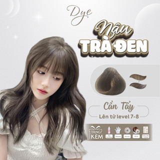 Thuốc nhuộm tóc, thuốc nhuộm tóc màu Nâu Trà Đen DYE.HAIR, tặng kèm oxy trợ dưỡng và bao tay