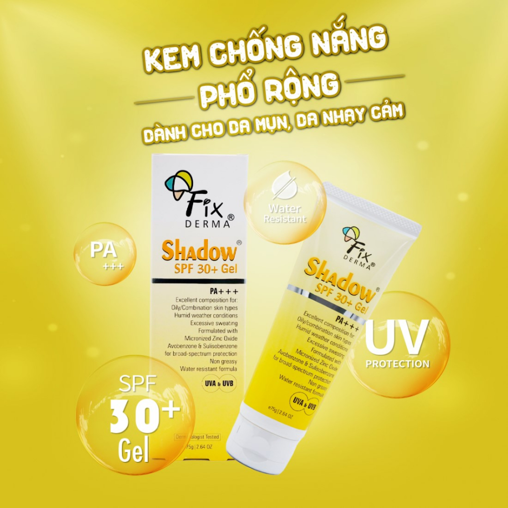 Kem chống nắng dạng gel Fixderma Shadow Gel SPF30+ 75g