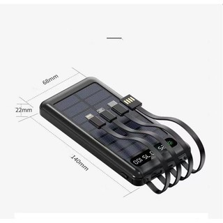 Pin Sạc Dự Phòng Năng Lượng Mặt Trời  10000 mAh Tích Hợp 4 Dây Cáp Sạc