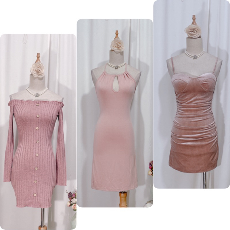 váy đầm hồng baby phom body tôn dáng sexy