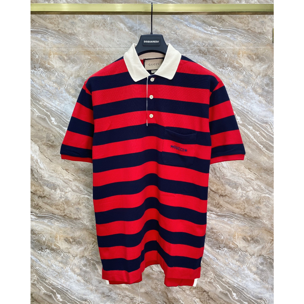 Áo polo Gucci kẻ sọc ngang Than Đỏ LA 1-1 on web