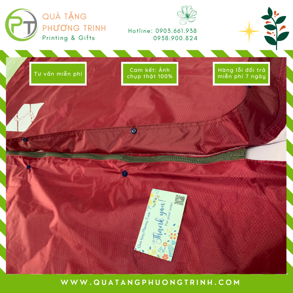 Áo mưa vải dù cao cấp / vải nhựa Rạng Đông in logo Agribank