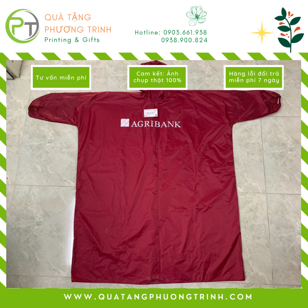 Áo mưa vải dù cao cấp / vải nhựa Rạng Đông in logo Agribank