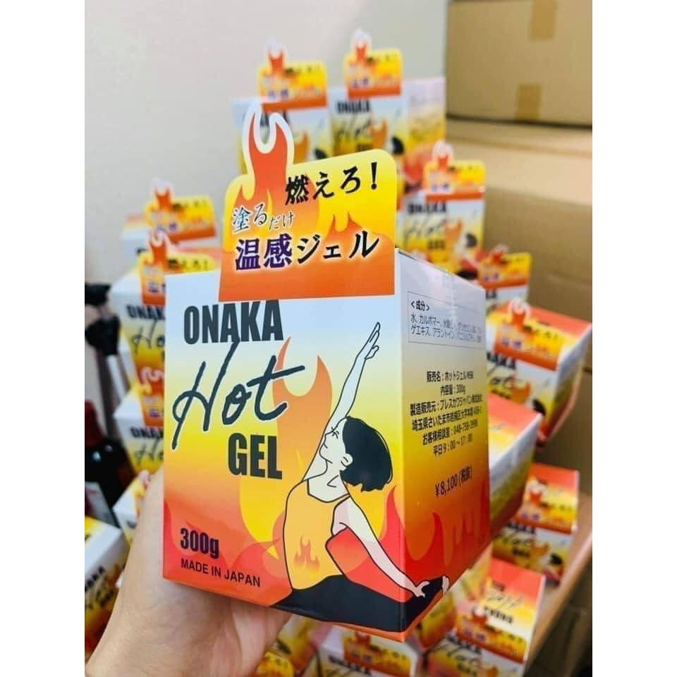 Gel TAN MỠ BỤNG Onaka Hot Gel Nhật Bản 300g đánh tan mỡ bụng, bắp tay đùi mông