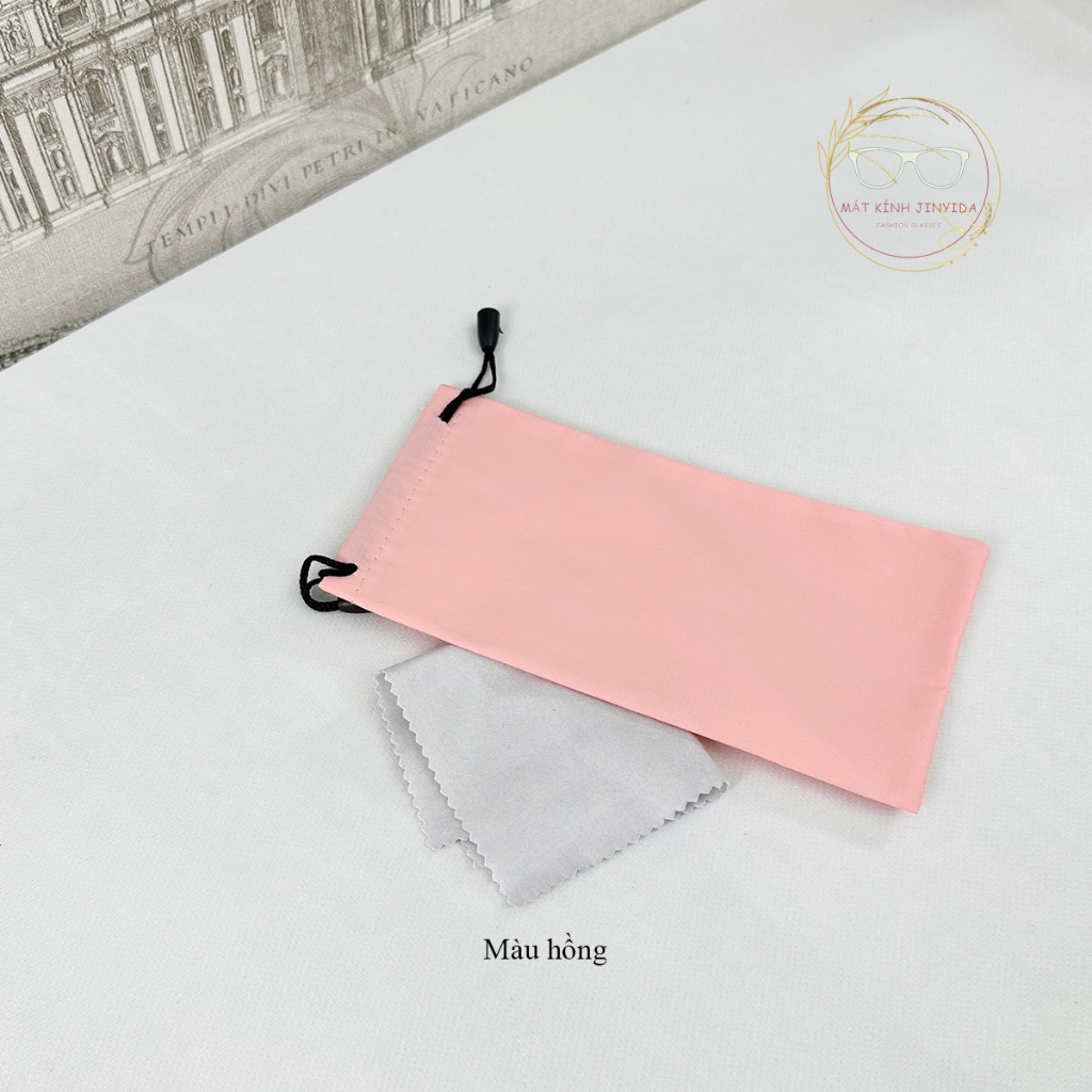 Túi vải đựng kính cận, kính râm màu ngẫu nhiên kèm khăn lau kính chuyên dụng