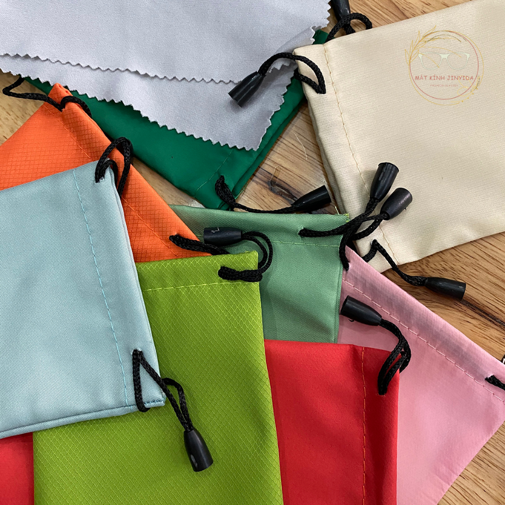 Túi vải đựng kính cận, kính râm màu ngẫu nhiên kèm khăn lau kính chuyên dụng
