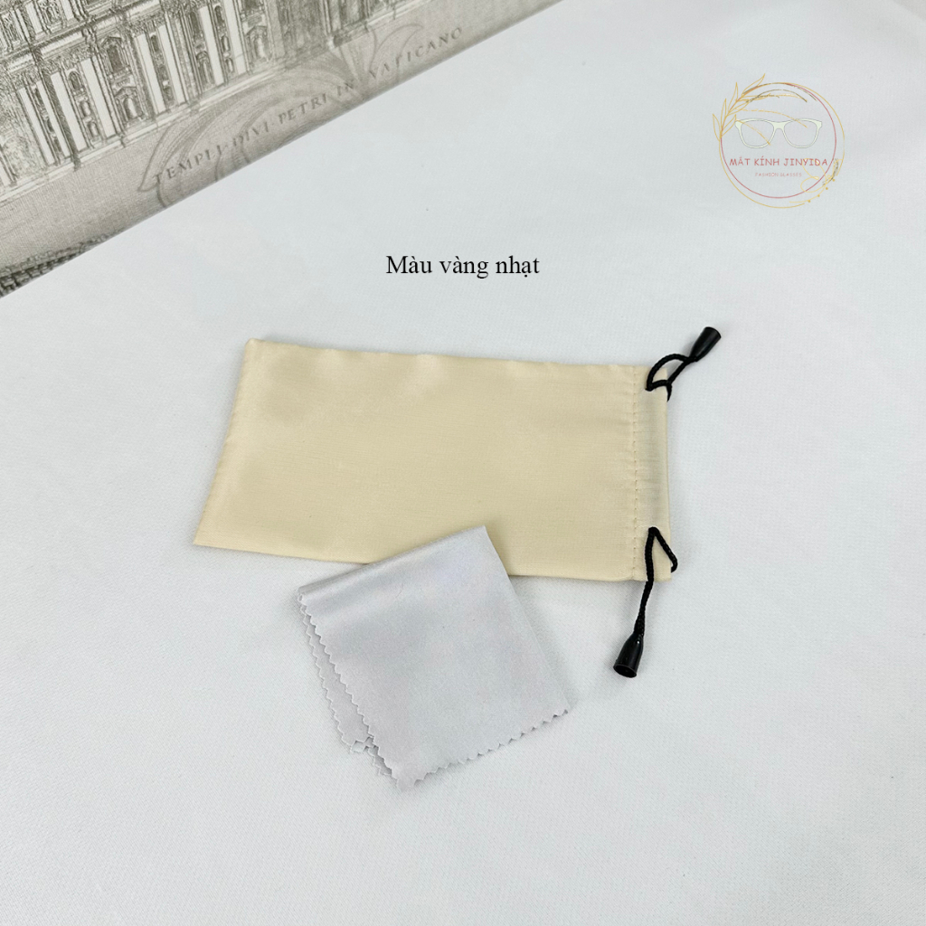 Túi vải đựng kính cận, kính râm màu ngẫu nhiên kèm khăn lau kính chuyên dụng