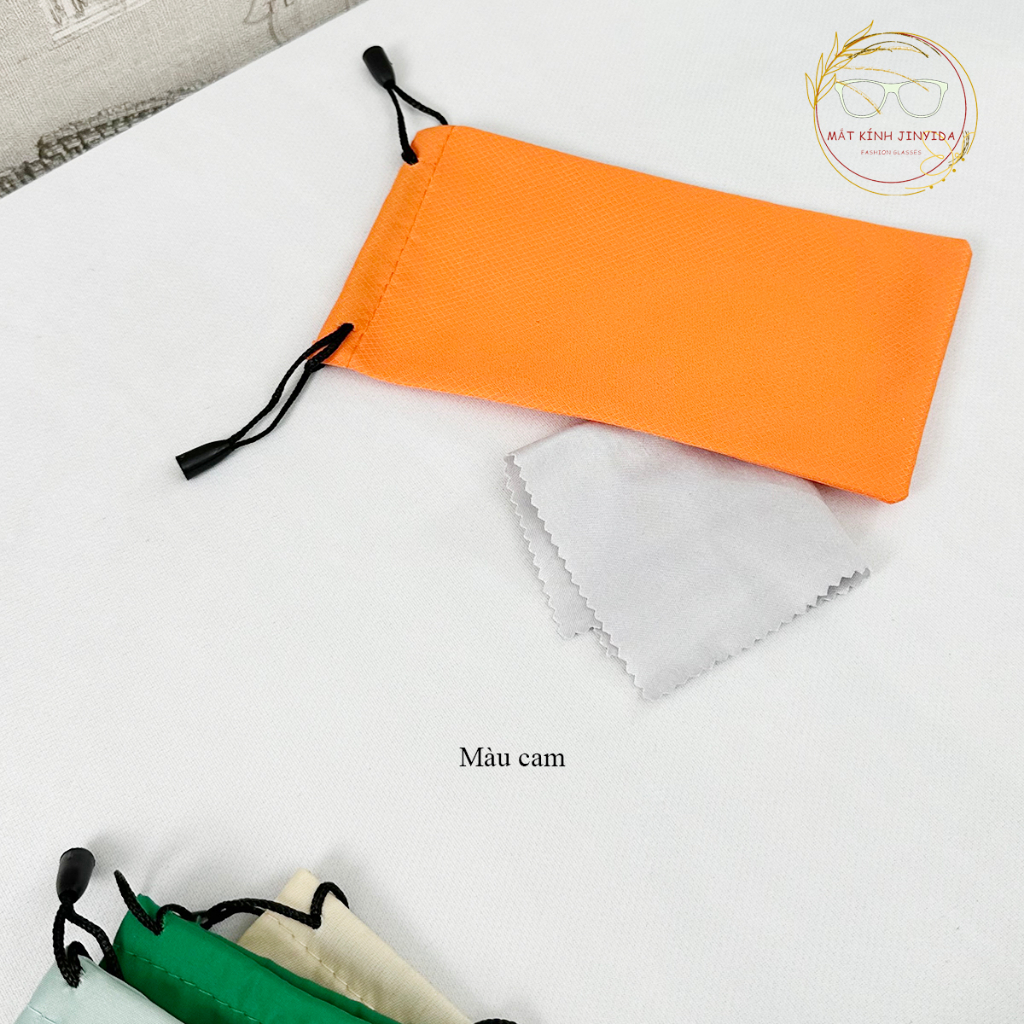 Túi vải đựng kính cận, kính râm màu ngẫu nhiên kèm khăn lau kính chuyên dụng