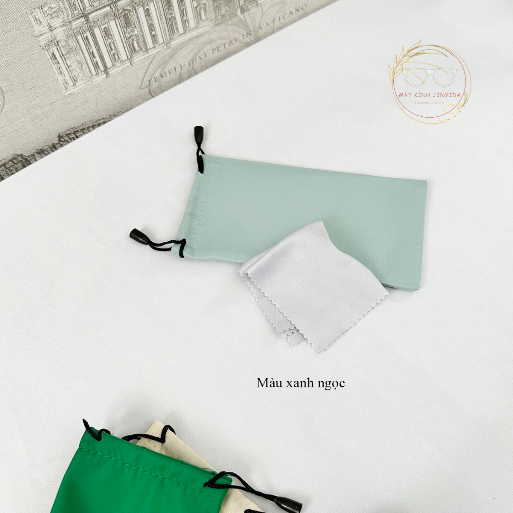 Túi vải đựng kính cận, kính râm màu ngẫu nhiên kèm khăn lau kính chuyên dụng