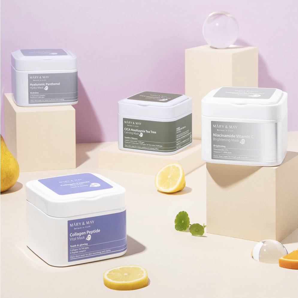 Mặt Nạ Giấy Giảm Nhăn Phục Hồi Làn Da Thô Ráp Mary & May Collagen Peptide Vital Mask