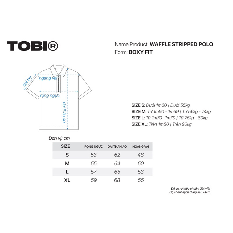 Áo Polo Waffle Kẻ Sọc TOBI