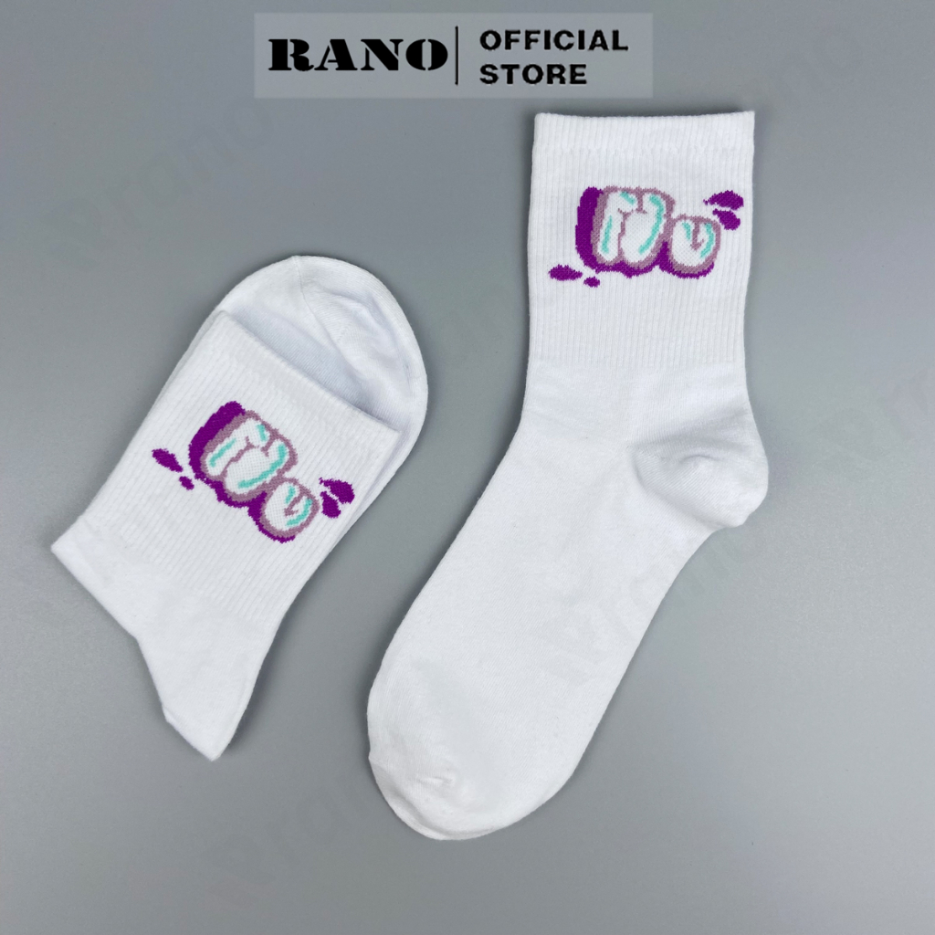 Tất cổ cao nữ nam cotton hiphop phong cách Hàn quốc hiện đại RANO họa tiết dễ thương vintage Unisex