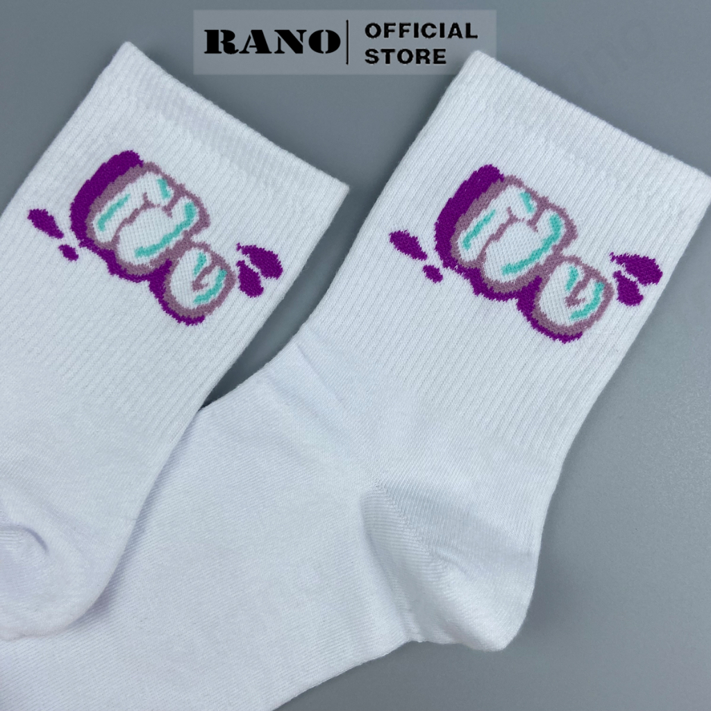 Tất cổ cao nữ nam cotton hiphop phong cách Hàn quốc hiện đại RANO họa tiết dễ thương vintage Unisex