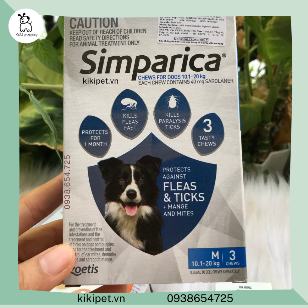 Simpa.rica Viên nhai sạch da ve, ghẻ, rận, bọ chét trên chó CHÍNH HÃNG