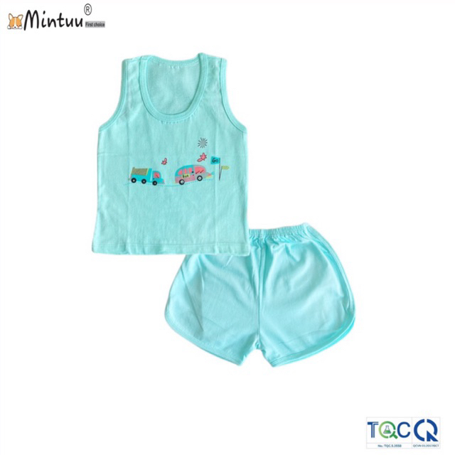 XẢ KHO - Bộ quần áo ba lỗ màu cho bé sơ sinh thương hiệu Mintuu , chất liệu vải 100% cotton