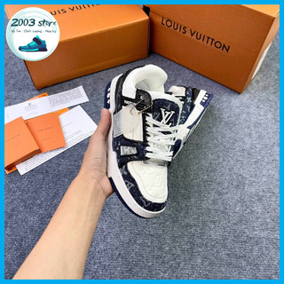 Giày LV Trainer, Louis Vuitton Trainer xanh than, Giày LV Louis Vuitton bản ref cao cấp.