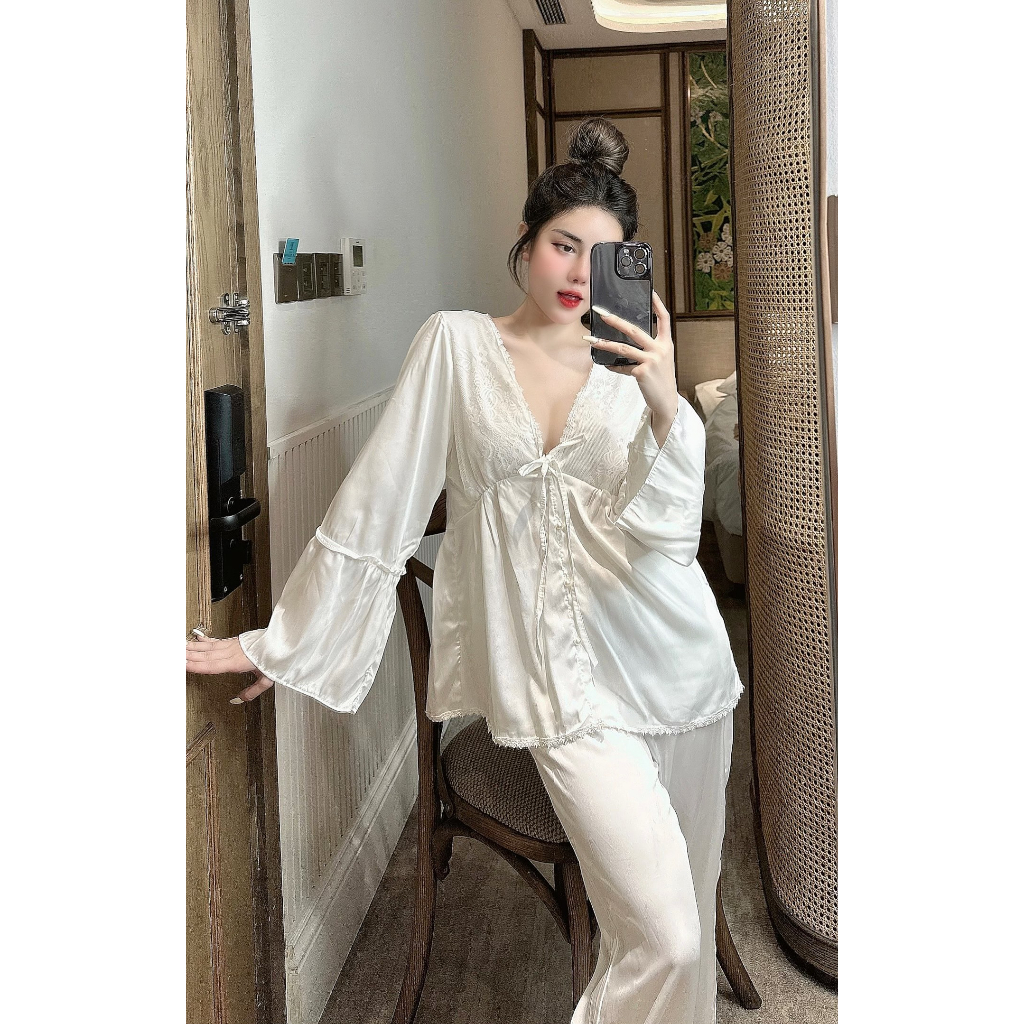 Đồ bộ nữ mặc nhà tiểu thư, pyjama nữ, đồ ngủ nữ lụa satin, hàng xưởng thiết kế may đo