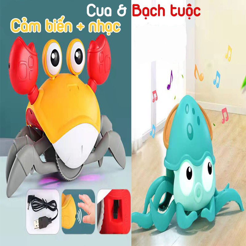 Đồ chơi trẻ em bé trai bé gái con cua cảm ứng hồng ngoại BBS biết tự động chạy trốn có đèn và nhạc,