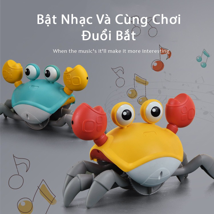 Đồ chơi trẻ em bé trai bé gái con cua cảm ứng hồng ngoại BBS biết tự động chạy trốn có đèn và nhạc,