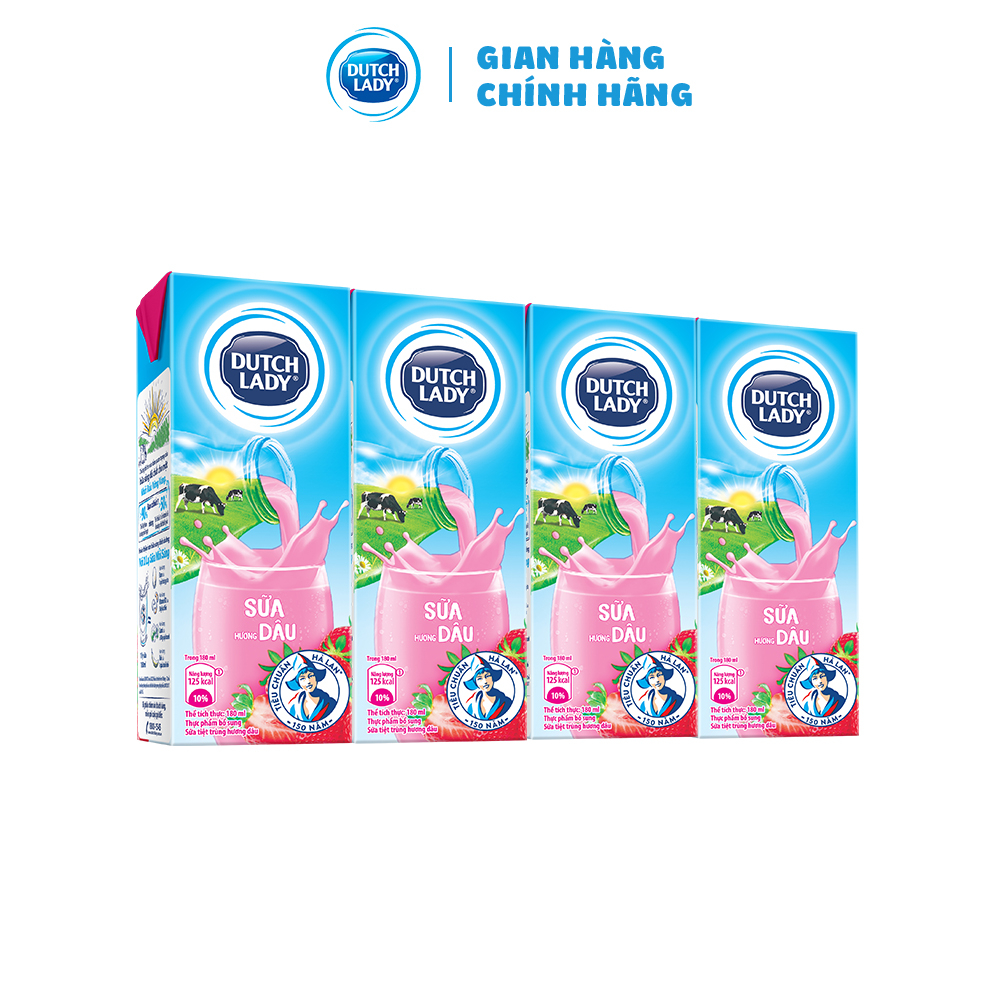 Thùng 48 Hộp Sữa Tươi Tiệt Trùng Dutch Lady Cô Gái Hà Lan Hương Dâu (48 x 180ml)