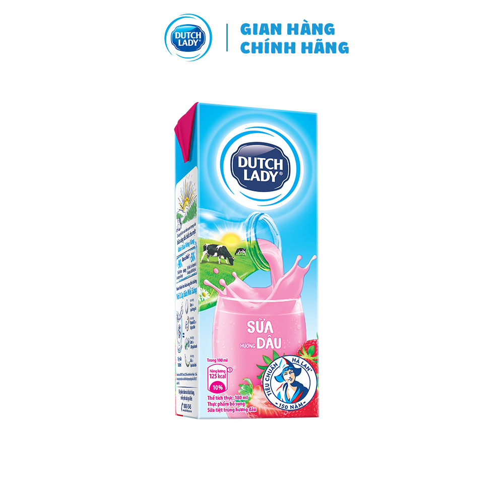 Thùng 48 Hộp Sữa Tươi Tiệt Trùng Dutch Lady Cô Gái Hà Lan Hương Dâu