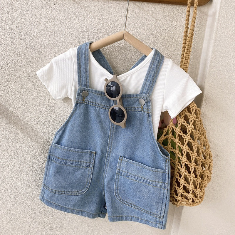 Quần Yếm Jeans Chất Dày Dặn Cho Bé, Quần Vải Bò Hàng Quảng Châu Cao Cấp Cho Bé Trai Bé Gái Từ 1-7 tuổi