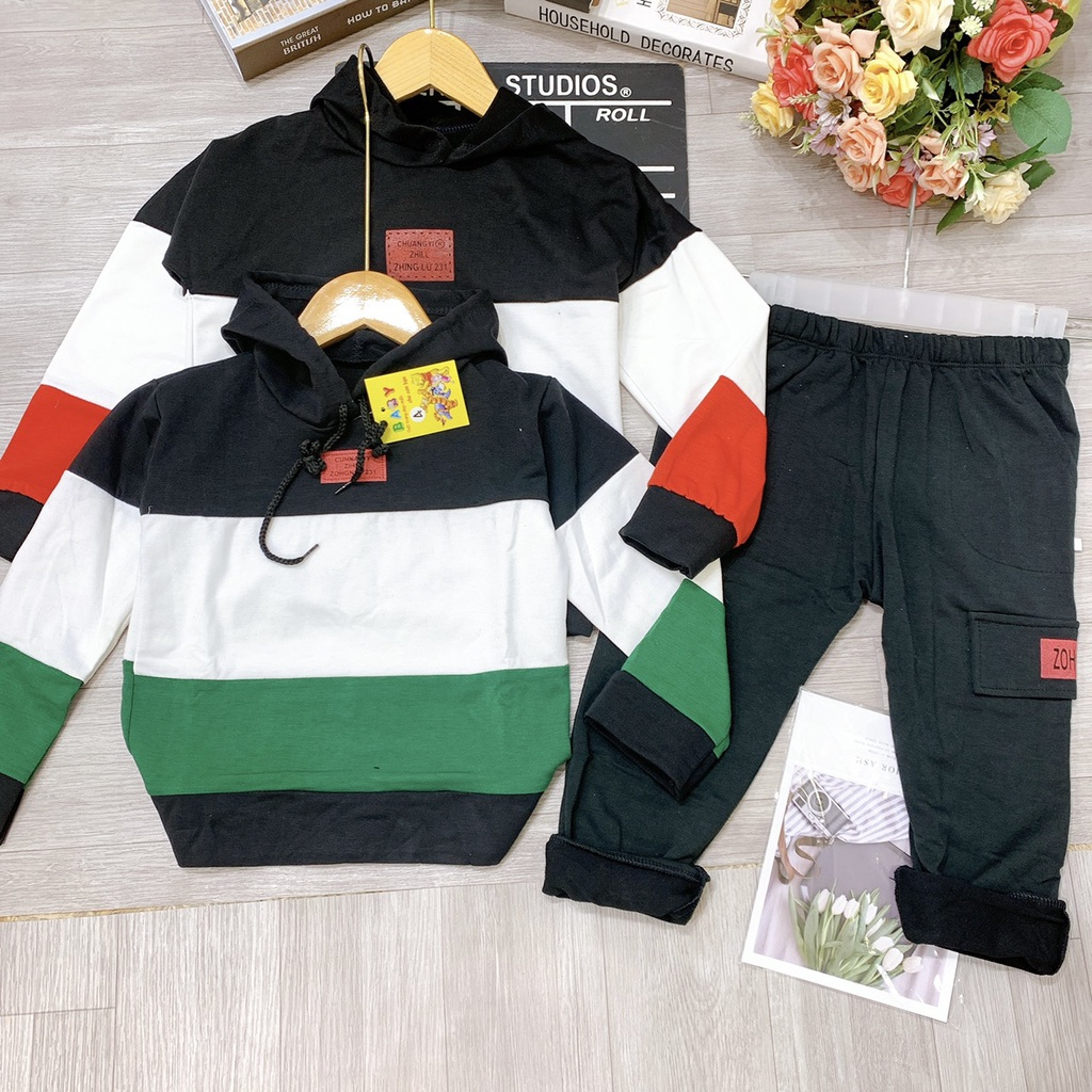 Set bộ quần áo thu đông bé trai 17-45kg ,bộ nỉ dài tay có mũ bé trai mẫu 3 khoang cá tính, chất nỉ dày dặn, hàng may kĩ.