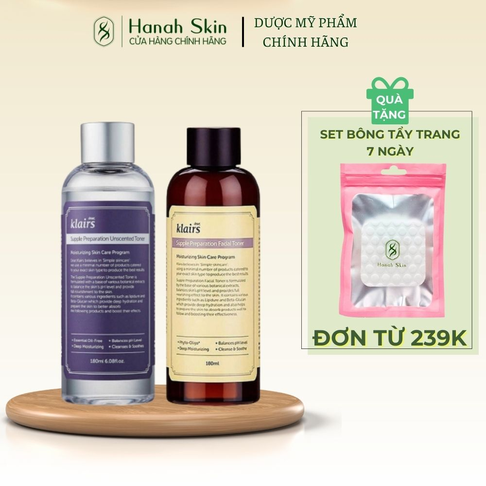 Nước hoa hồng Dear Klairs Supple Preparation Unscented, Facial Toner 180ml – HANAH SKIN