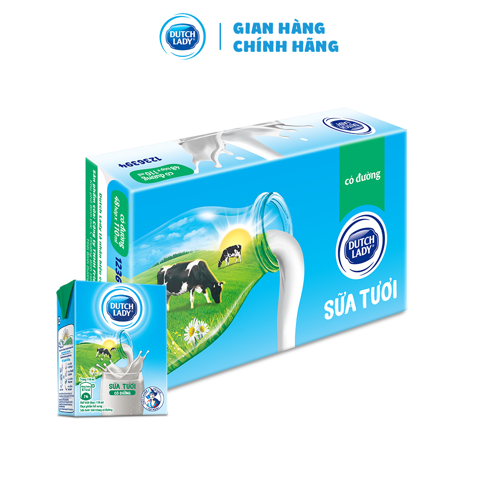 Thùng 48 Hộp Sữa Tươi Tiệt Trùng Dutch Lady Cô Gái Hà Lan Có Đường (48 x 110ml)