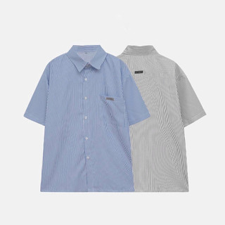 Áo sơ mi kẻ soc unisex from rộng toki store áo sơ mi sọc nam tay ngắn unisex 2 màu lựa chọn