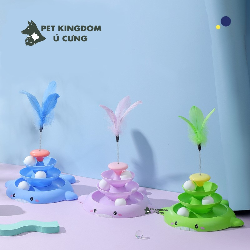 Tháp Bóng 3 Tầng Cho Mèo - Đồ Chơi Bàn Xoay Cho Mèo