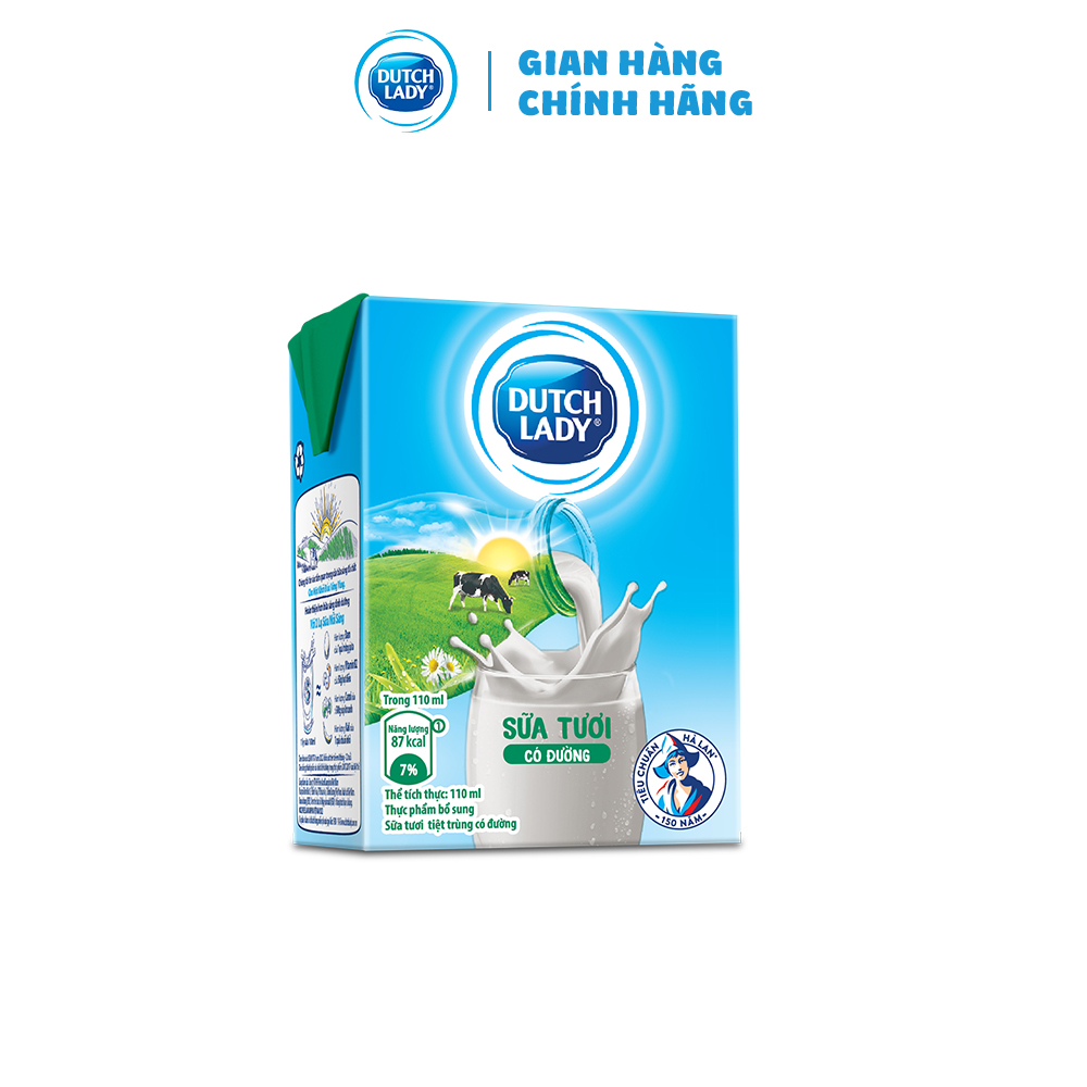 Thùng 48 Hộp Sữa Tươi Tiệt Trùng Dutch Lady Cô Gái Hà Lan Có Đường (48 x 110ml)