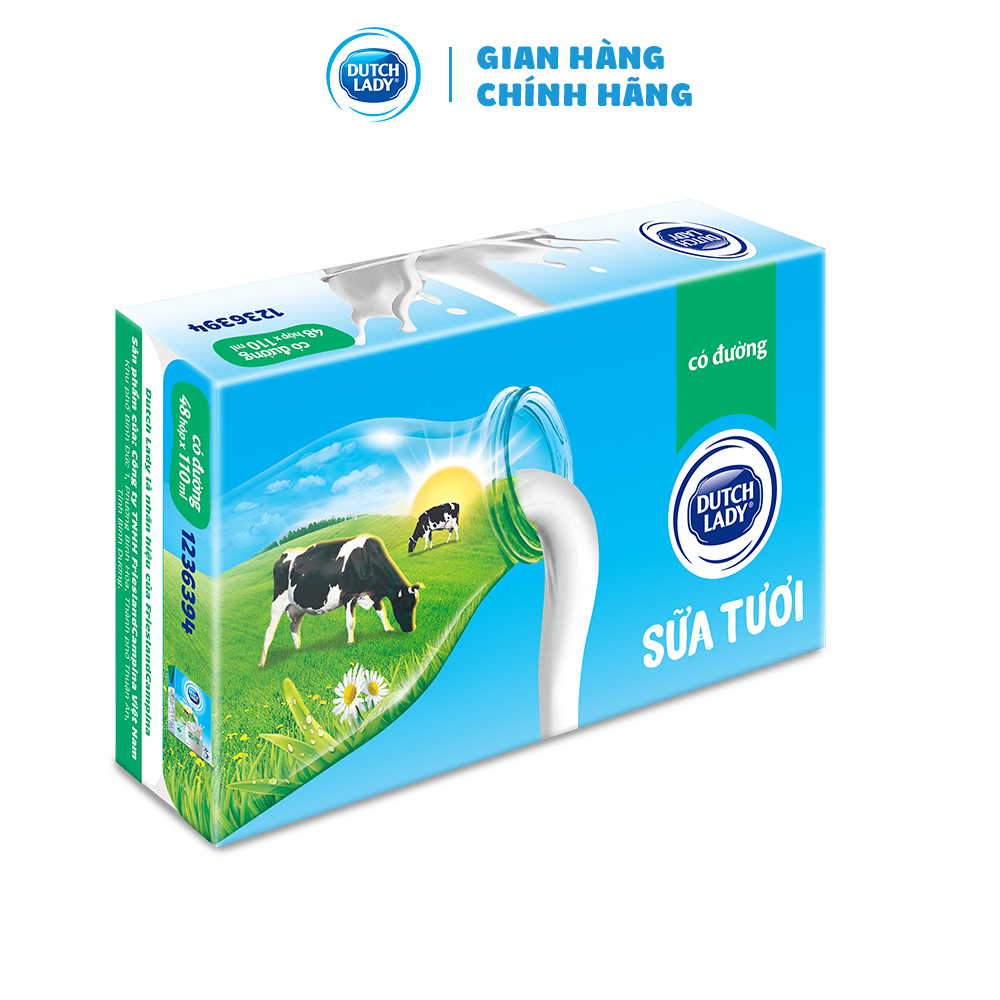 Thùng 48 Hộp Sữa Tươi Tiệt Trùng Dutch Lady Cô Gái Hà Lan Có Đường (48 x 110ml)