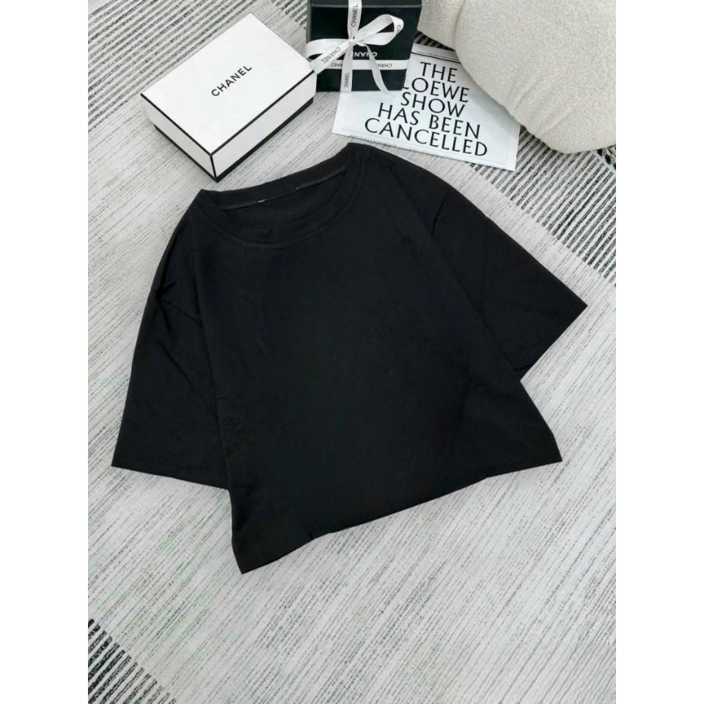 Áo Croptop Thun Nữ Form Rộng Tay Ngắn Cổ Tròn Trơn Cao Cấp 0018