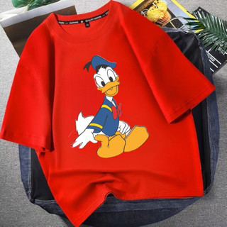 NNAT 0125 Áo thun cotton nam nữ form rộng tay lỡ unisex hình in vịt donald