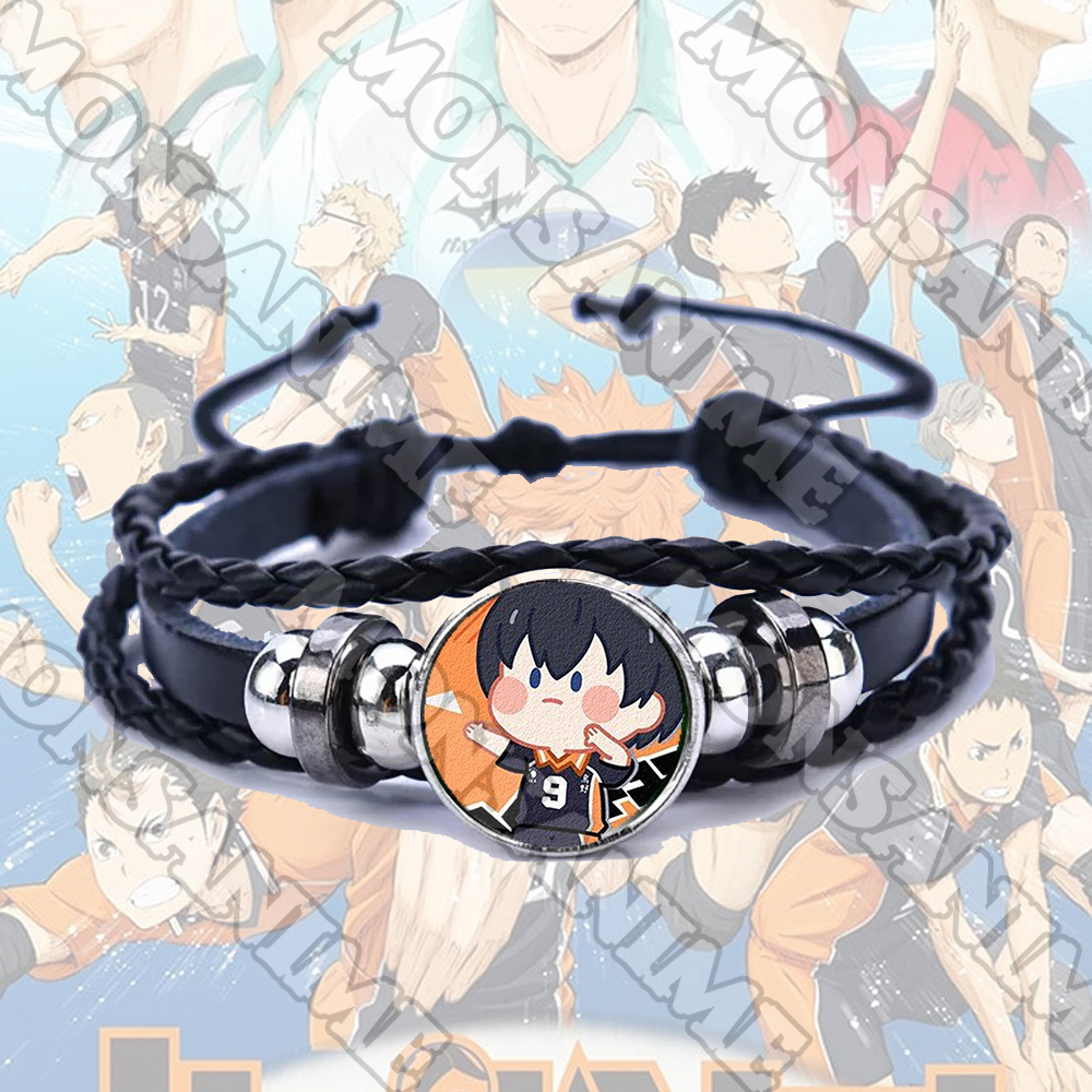 Vòng tay da lộn HAIKYUU ver MẶT NGƠ anime chibi phụ kiện thời trang xinh xắn