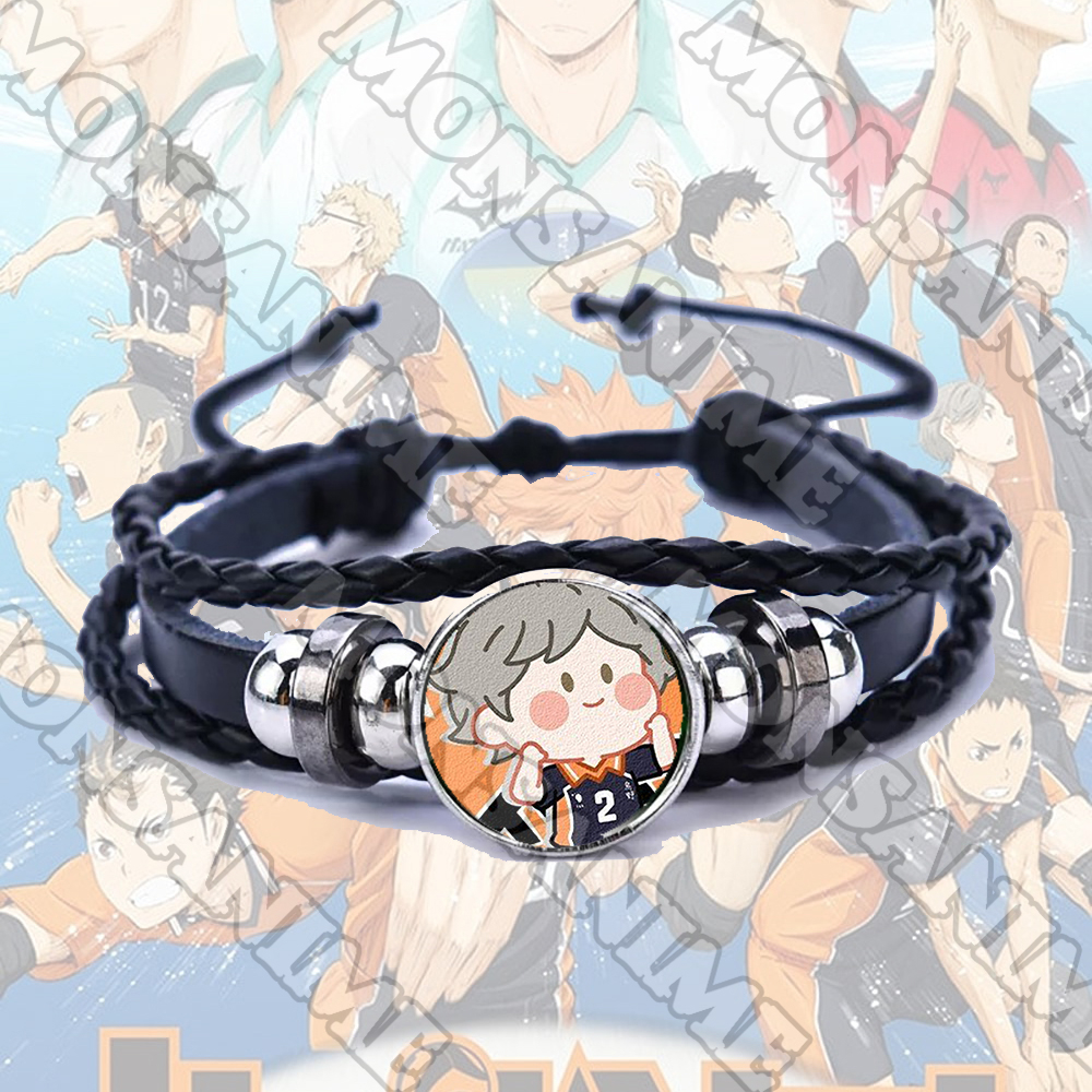 Vòng tay da lộn HAIKYUU ver MẶT NGƠ anime chibi phụ kiện thời trang xinh xắn