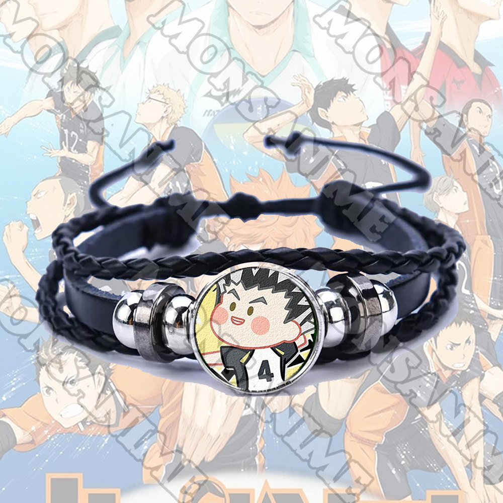 Vòng tay da lộn HAIKYUU ver MẶT NGƠ anime chibi phụ kiện thời trang xinh xắn