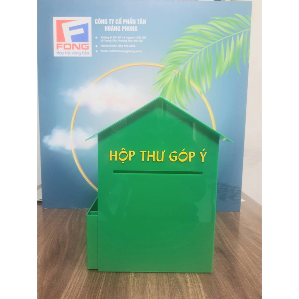 Hộp thư góp ý mica Đài Loan 3mm hình ngôi nhà 20x15x30cm nhiều màu, bền đẹp, sang trọng