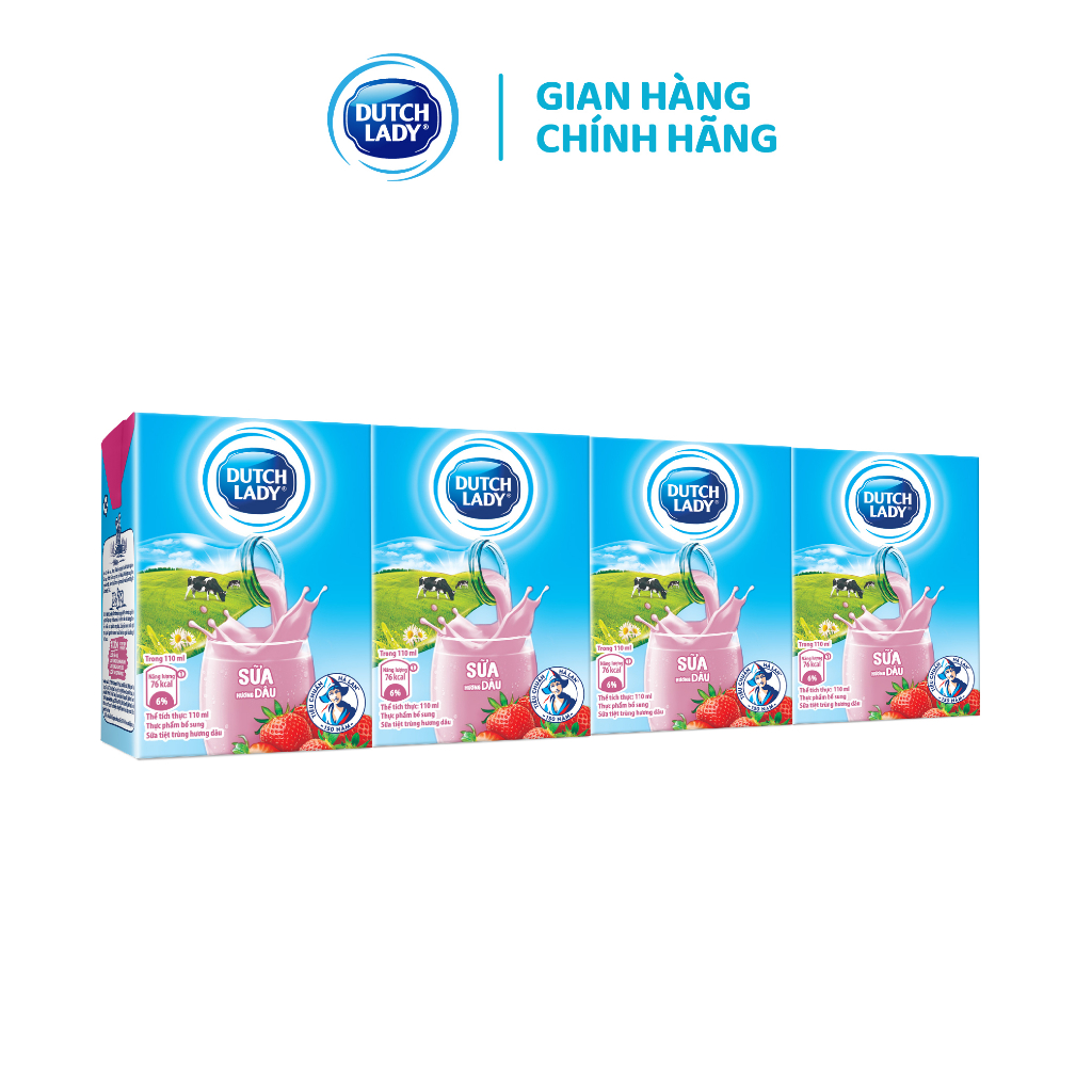 Thùng 48 Hộp Sữa Tươi Tiệt Trùng Dutch Lady Cô Gái Hà Lan Dâu (48 x 110ml)